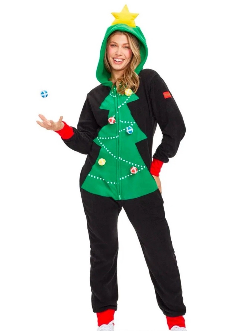 Tipsy Elves Christmas Tree Toss Game Jumpsuit small